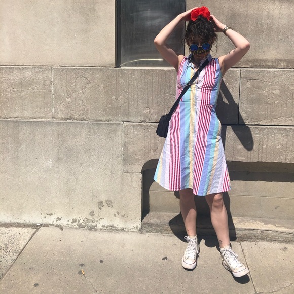 Striped button up multicolour dress - Picture 1 of 2